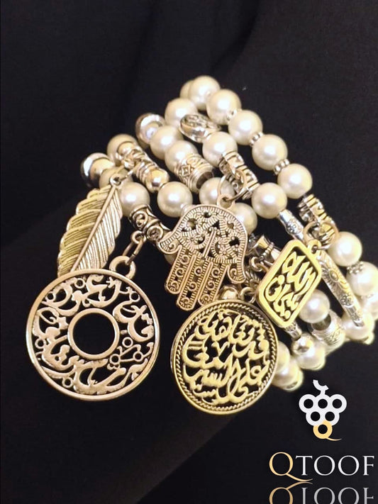 طقم أساور لولي - لؤلؤ مزارع