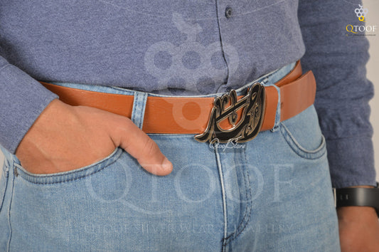 حزام جلد طبيعي بالاسم